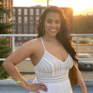 Lulus white dress with gold studs